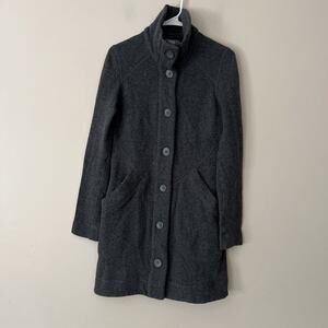 Marmot Women Wool Blend Big Button Front Long Sweater Coat Heather Gray Medium